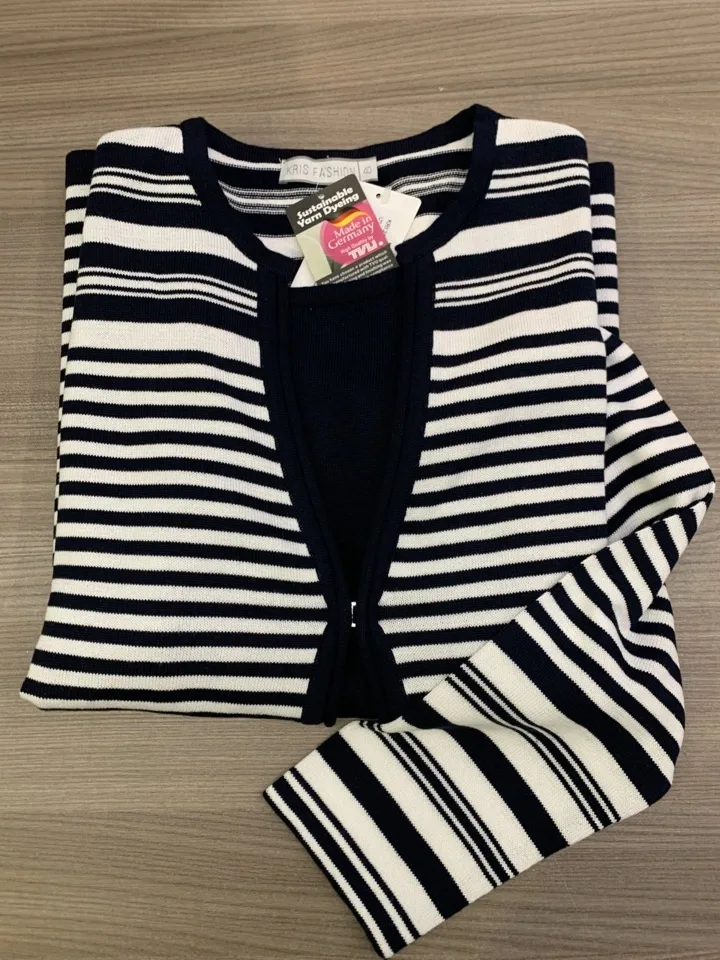 Kris Fashion Pull, Lange mouw, Blauw / wit ( KRI.25 )