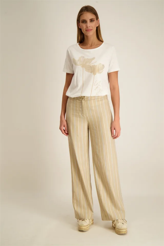 Signe Nature T-shirt: bedrukt, Wit / Beige ( Signe.1078 )