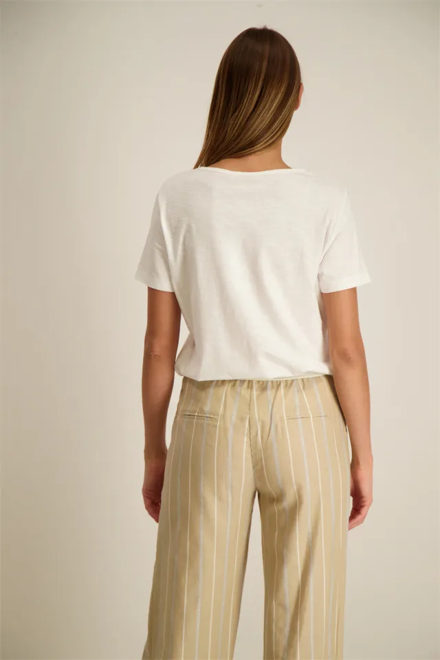 Signe Nature T-shirt: bedrukt, Wit / Beige ( Signe.1078 )