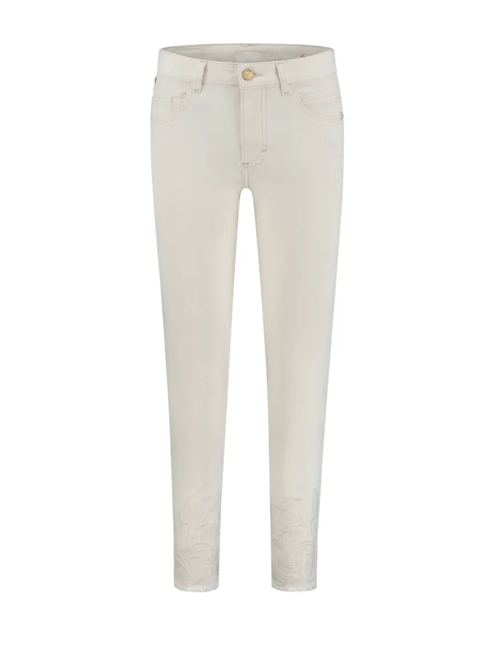Para Mi Broek: Celine Lace, Color Denim, Off White, broderie ( PARA.220 )