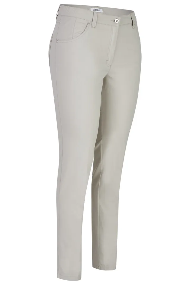 KJ Brand Dames broek: Betty, licht grijs, Elastiek en knoop ( BRA.246 )