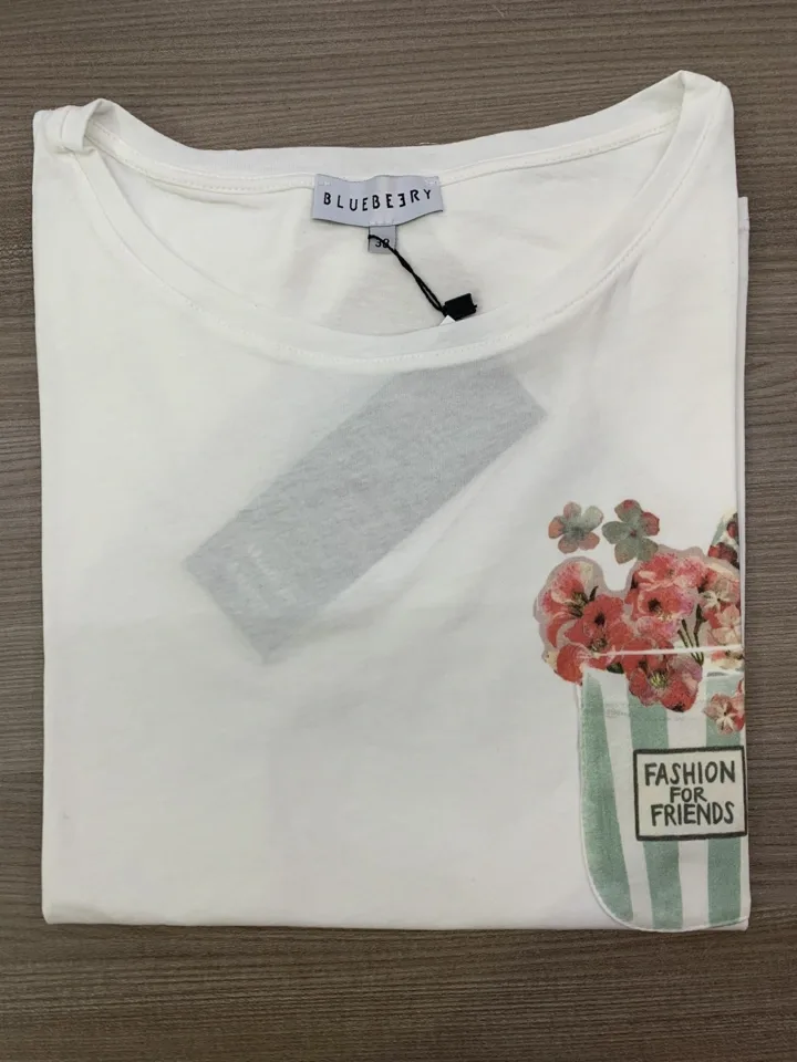 Bluebeery T-shirt: Ecru, korte mouw ( BLU.17 )