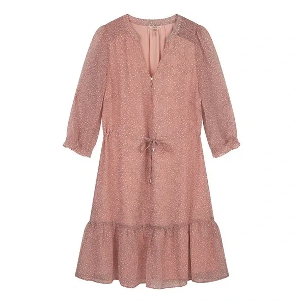 Esqualo Kleed: Roze geprint, voile kleed ( ESQ.221 )
