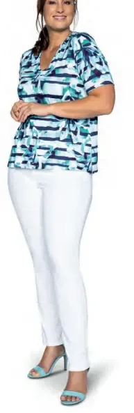 Kj Brand Jeans broek: Jenny, elastiek in de lenden, Wit ( BRA.249 )