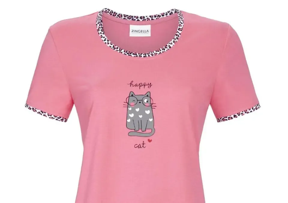 Ringella Dames nachthemd: Korte mouw, roze ( RIN.323)