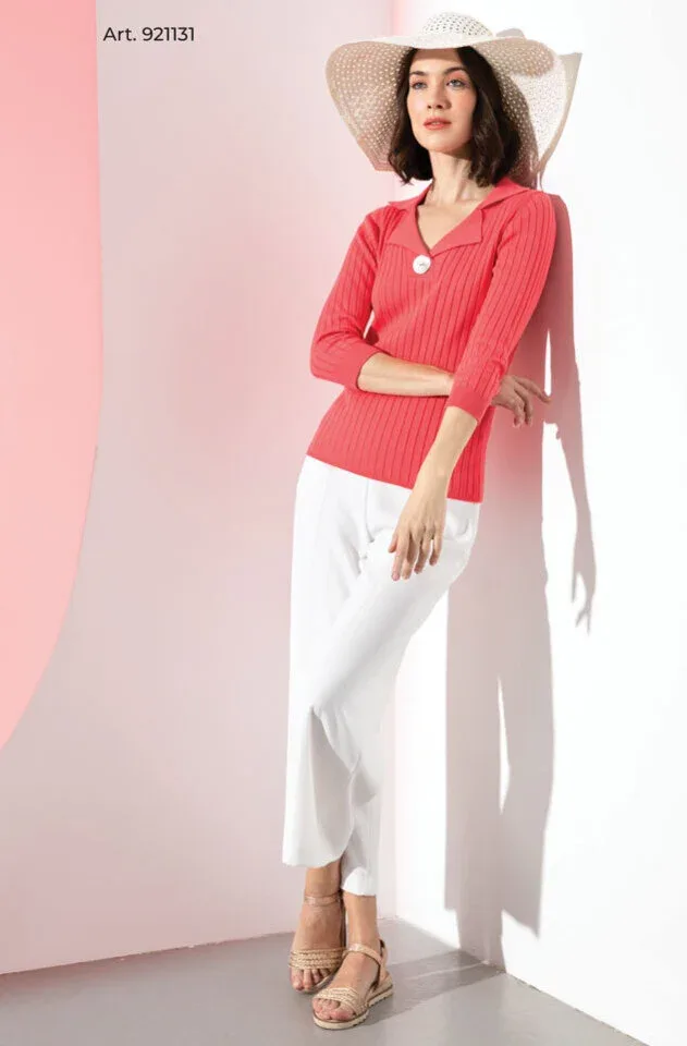 Kris Fashion Dames Pull: Rood, met kolletje ( KRI.30 )