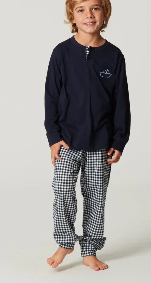 Happy People Pyjama Jongens: Blauw, carree broek ( HAP.69 )