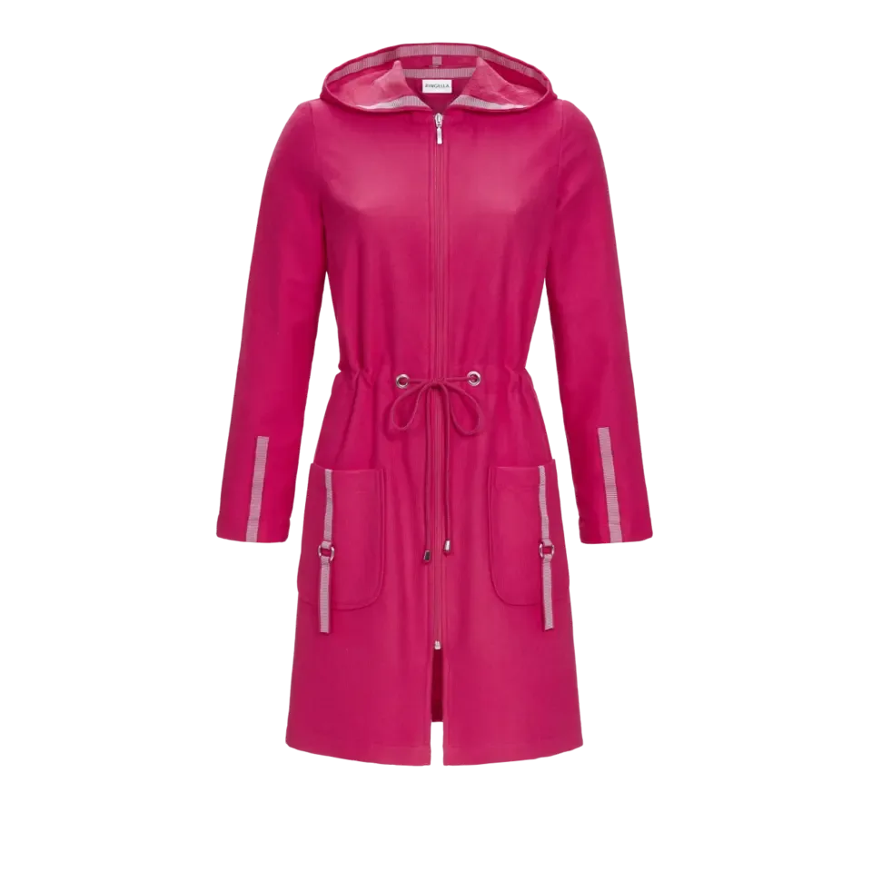 Ringella Dames Badmantel: Met kap, Framboos kleur ( RIN.338 )