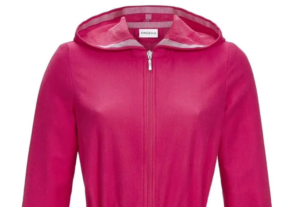 Ringella Dames Badmantel: Met kap, Framboos kleur ( RIN.338 )