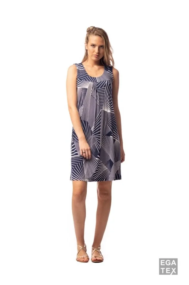 Egatex Dames Zomerkleed: Blauw, mouwloos ( EGA.278 )