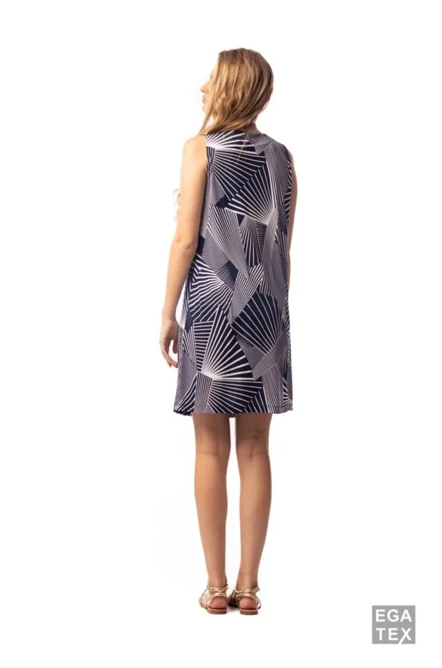 Egatex Dames Zomerkleed: Blauw, mouwloos ( EGA.278 )