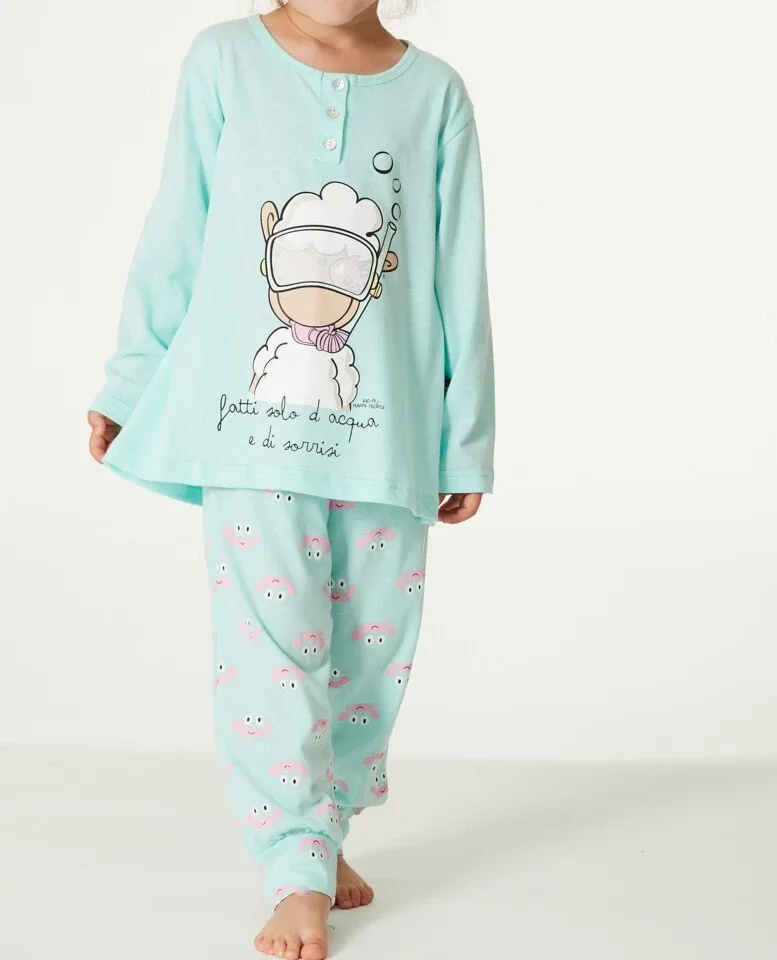 Happy People Meisjes Pyjama: 100% Katoen, Groen ( HAP.75 )