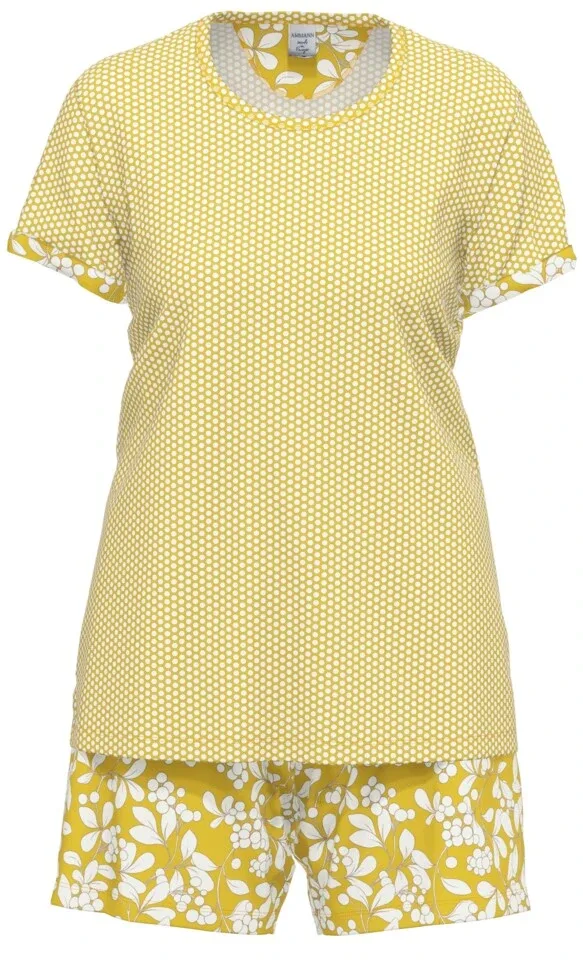 Ammann Dames Pyjama: Korte mouw , short, Geel, Modal / Katoen ( AMM.467 )