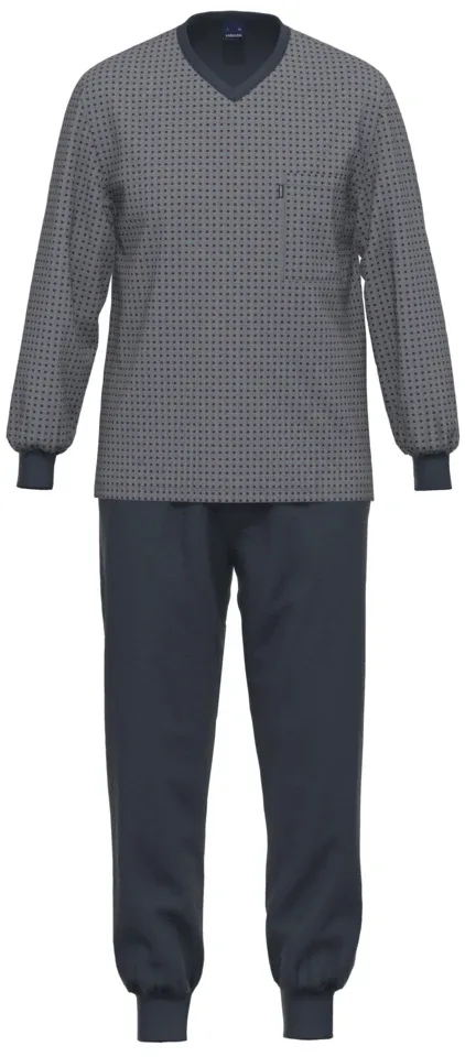 Ammann Heren Pyjama: Blauw, V hals, Tot 4XL ( AMM.480 )