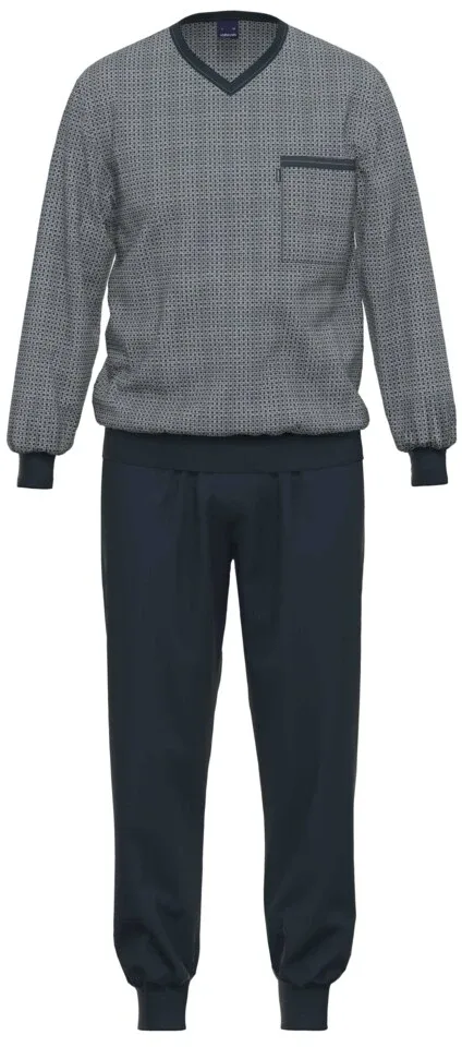 Ammann Heren Pyjama: Blauw, V hals, Tot 3XL ( AMM.475 )