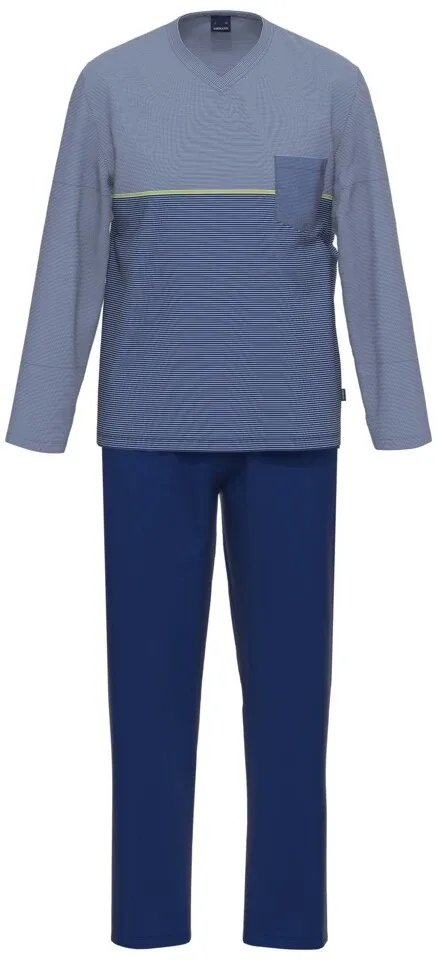 Ammann Heren Pyjama: Licht Blauw, V hals, 100% Katoen ( AMM.482 )