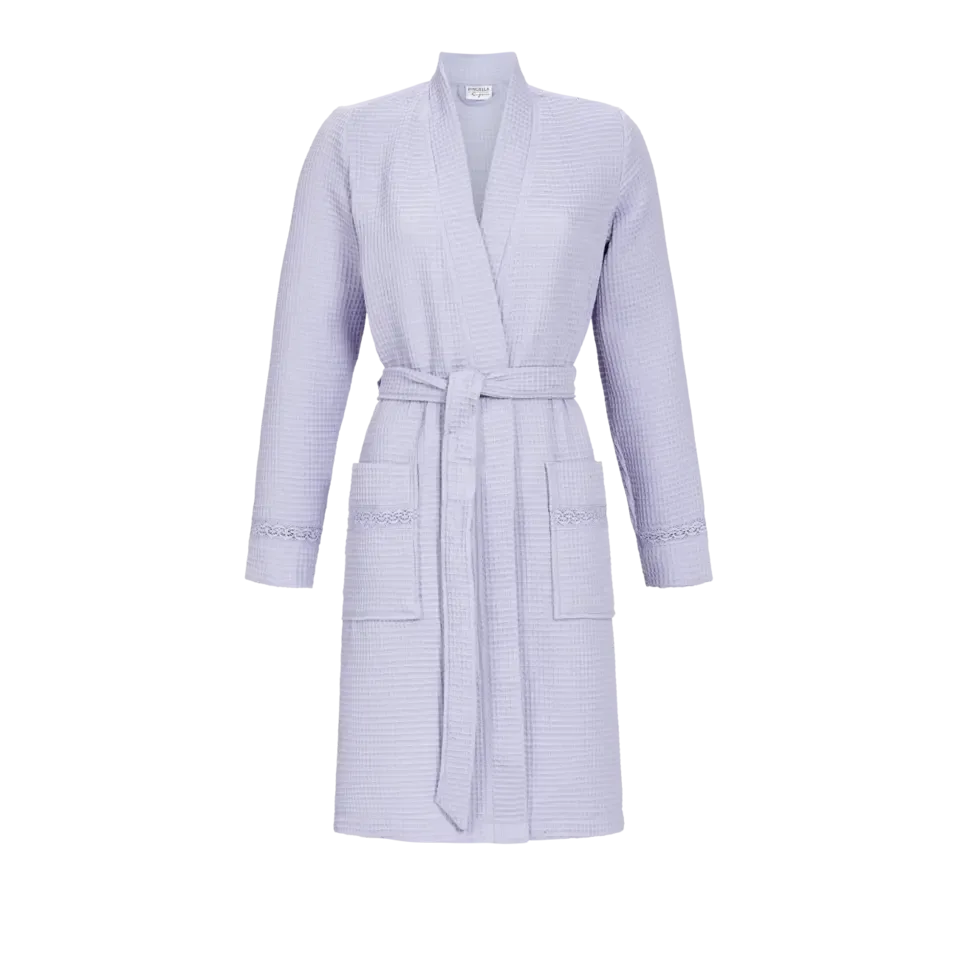 Ringella kamerjas Dames: blauw, wafelstof, met riem ( RIN.342 )