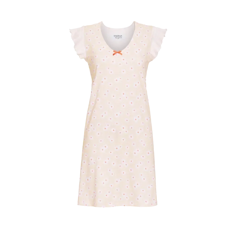 Ringella Dames nachthemd met korte mous, Peach kleur ( RIN.361 )