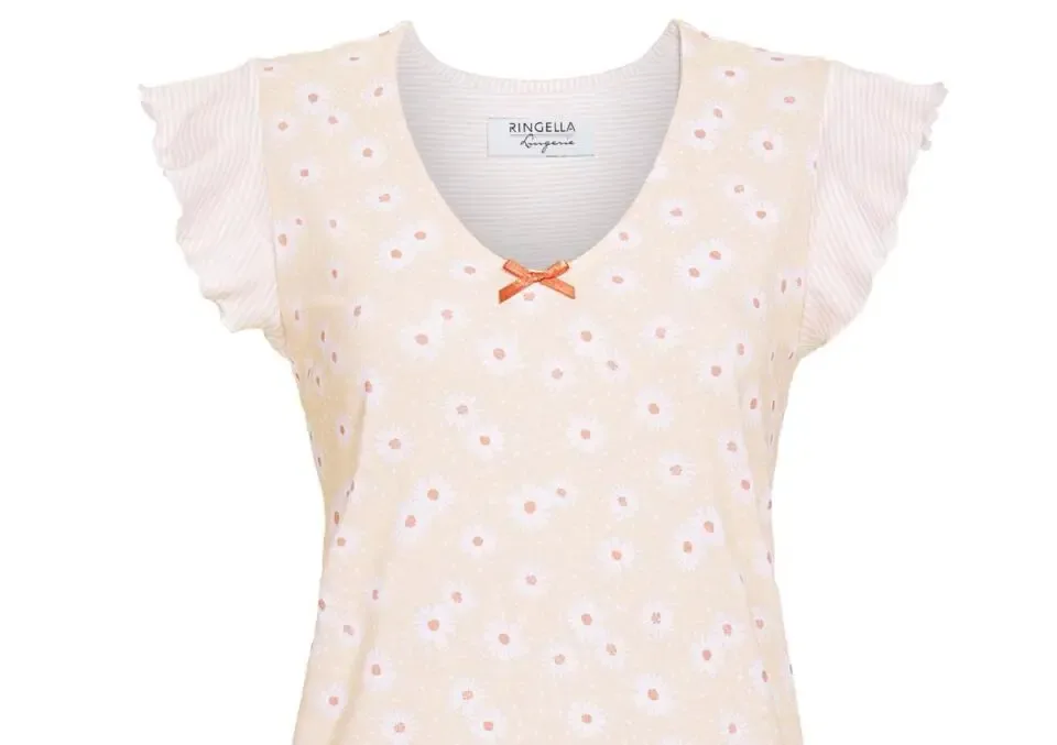 Ringella Dames nachthemd met korte mous, Peach kleur ( RIN.361 )