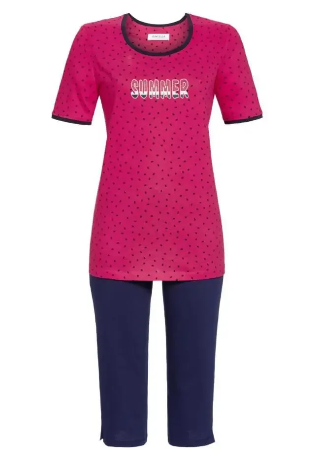 Ringella Dames Pyjama: Framboos, korte mouw / capri ( RIN.369 )
