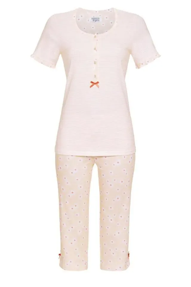 Ringella Pyjama Dames: Peach kleur, korte mouw / capri broek ( RIN.352 )