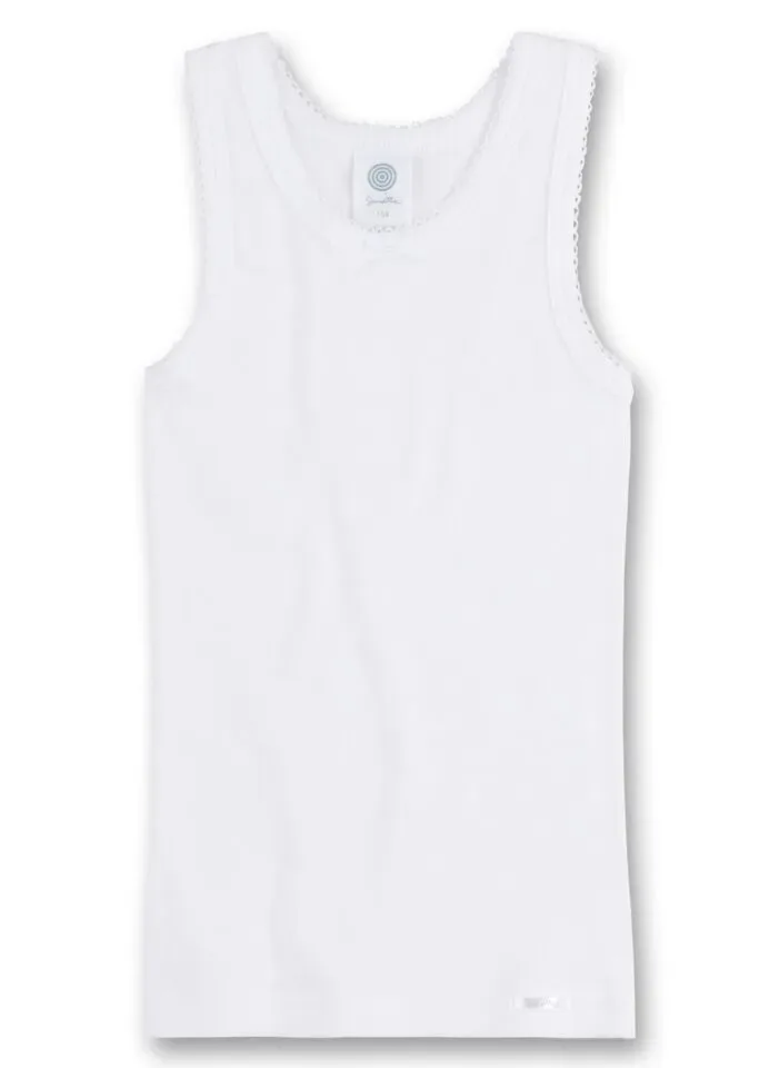 Sanetta meisjes singlet: Wit ( SAN.11 )
