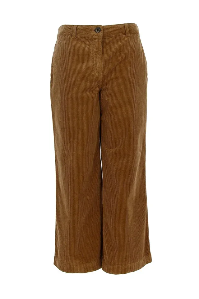 Signe nature Broek: Choco kleur, ribfluweel, knoop / elastiek ( Signe.1093 )
