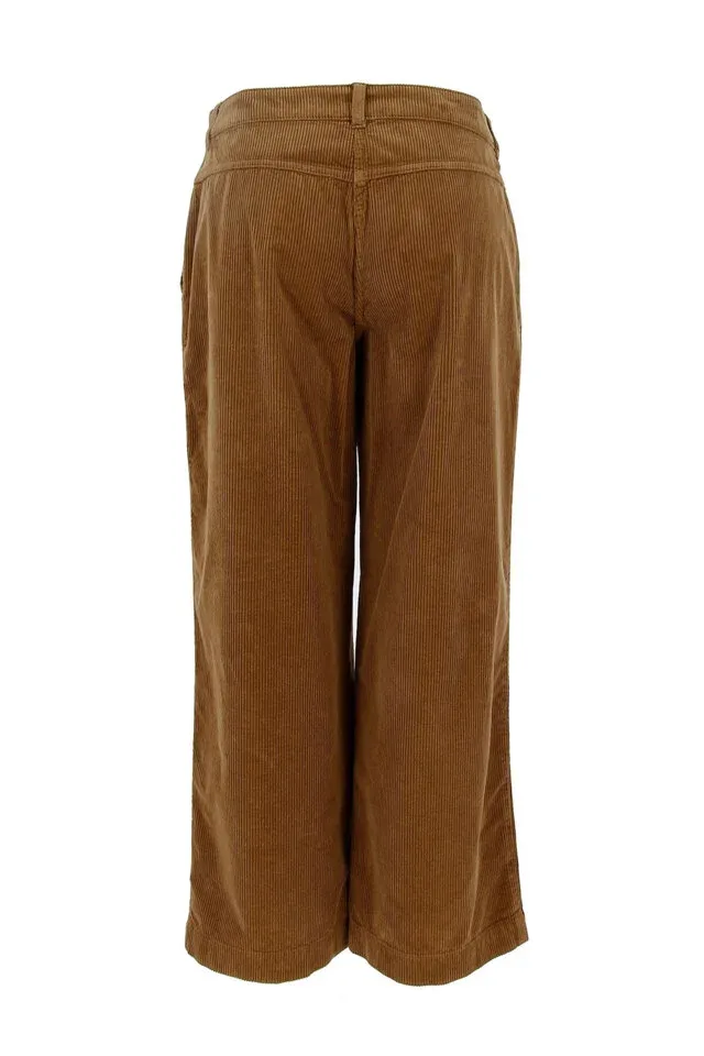 Signe nature Broek: Choco kleur, ribfluweel, knoop / elastiek ( Signe.1093 )