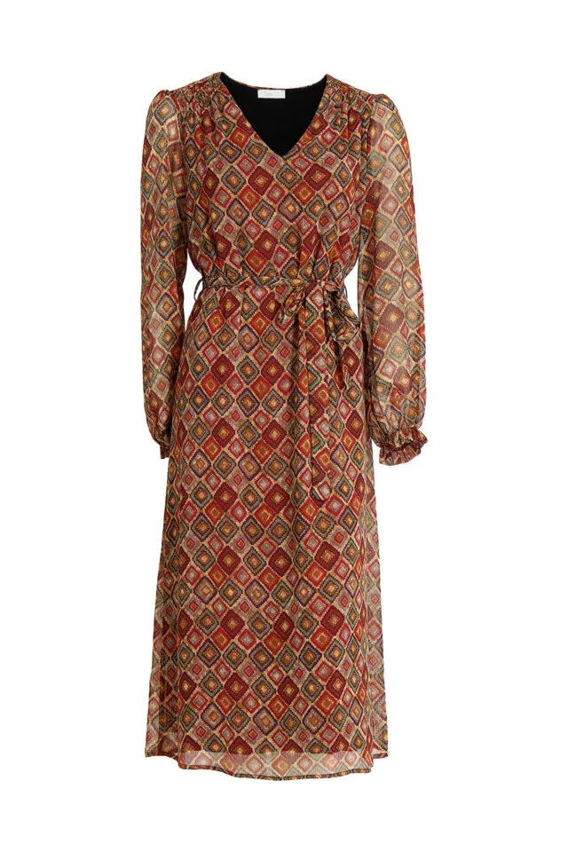 Signe Nature Kleed: Bordeau print, kuitlengte ( SIGNE.1094 )