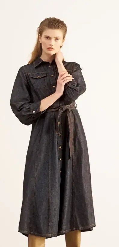 Summum Jeans Kleed: Lang met riem ( SUM.38 )