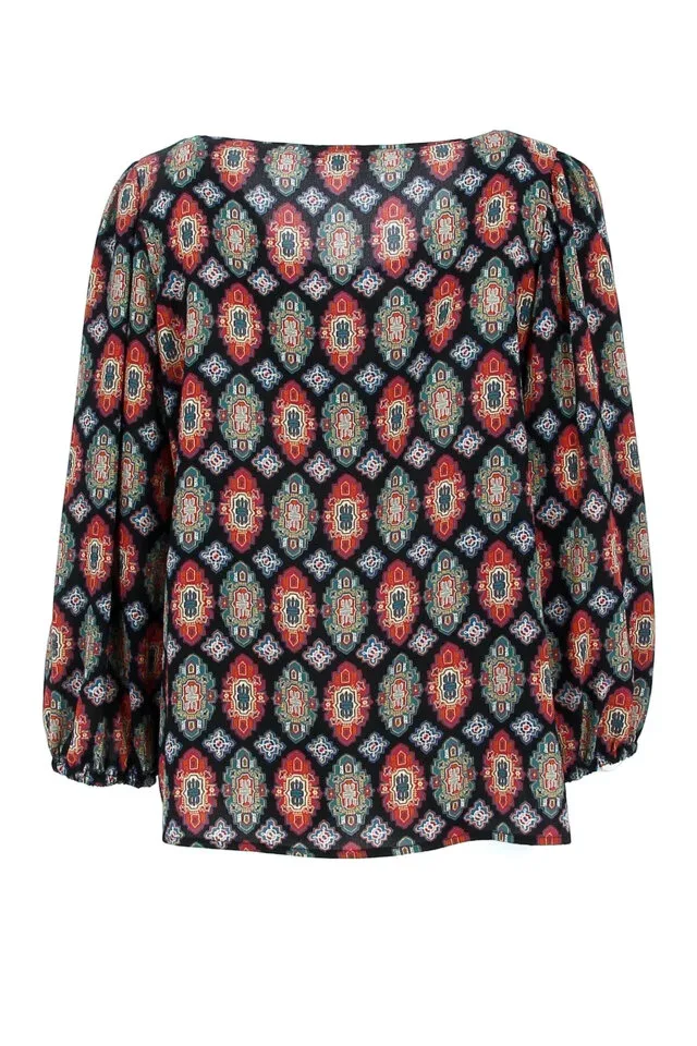 Signe Nature Bloes: geprint blauw / bordeaux  ( Signe.1103 )