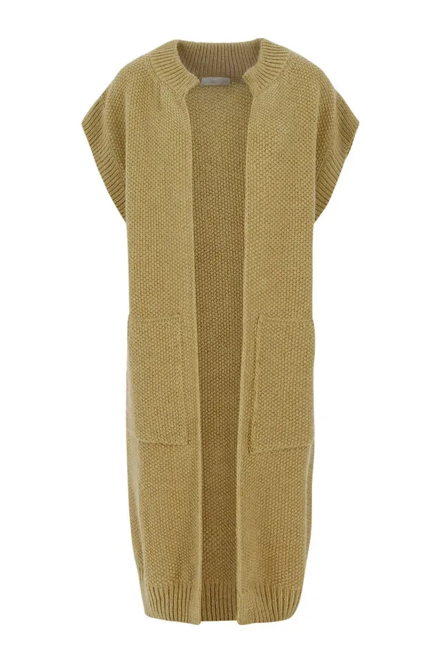 Signe nature: Cardigan, lang, mouwloos ( Signe.1125 )