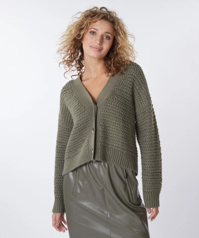 Esqualo Gilet: Groen, grove brei ( ESQ.238 )