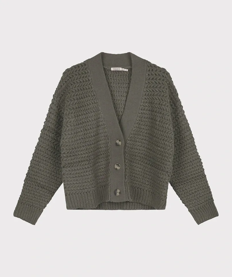 Esqualo Gilet: Groen, grove brei ( ESQ.238 )