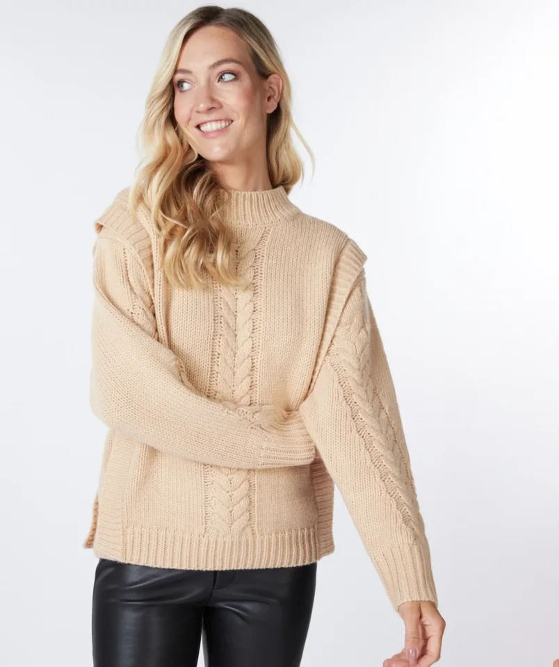 Esqualo dikke dames trui: warm sand kleur ( ESQ.235 )