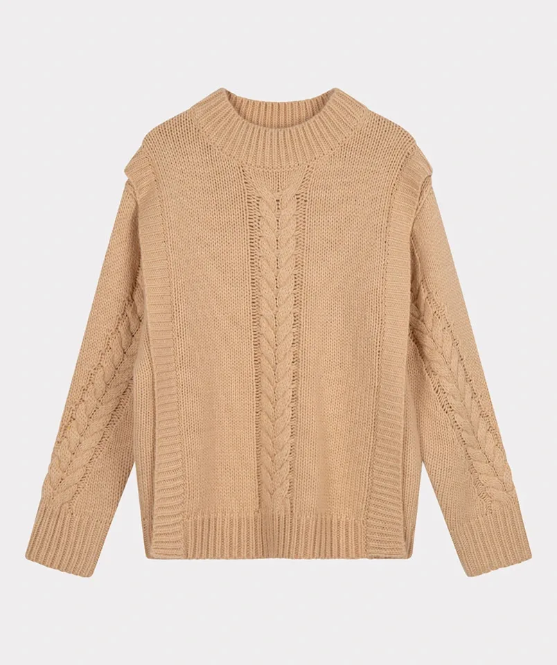 Esqualo dikke dames trui: warm sand kleur ( ESQ.235 )