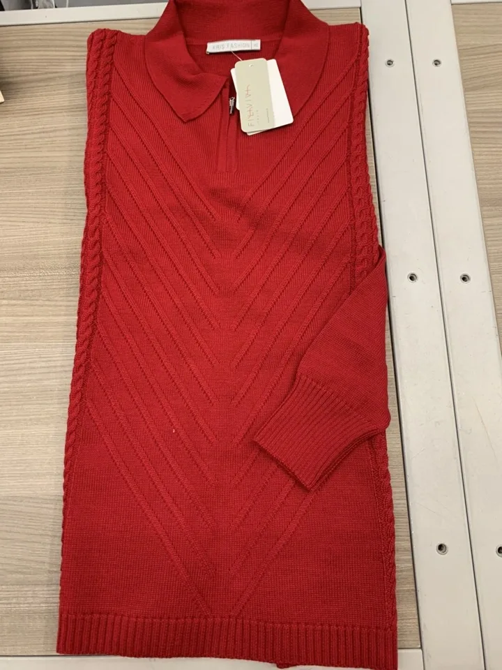 Kris Fashion dames trui: Rood met kol ( KRI.45 )