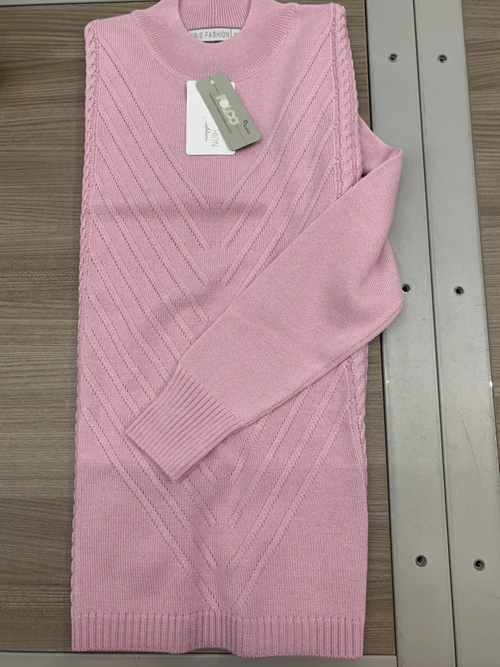 Kris Fashion Dames Trui: Licht roze, ajour brei ( KRI.36 )