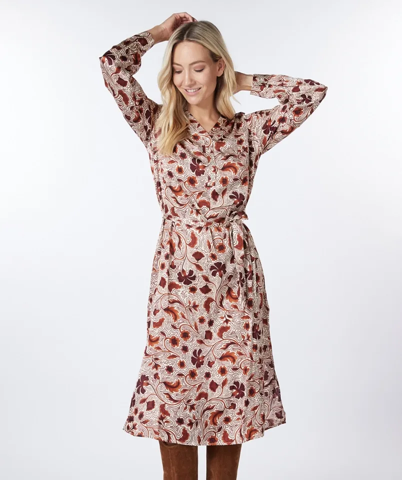 Esqualo Jurk: bloemenprint met riem in lenden  ( ESQ.239 )