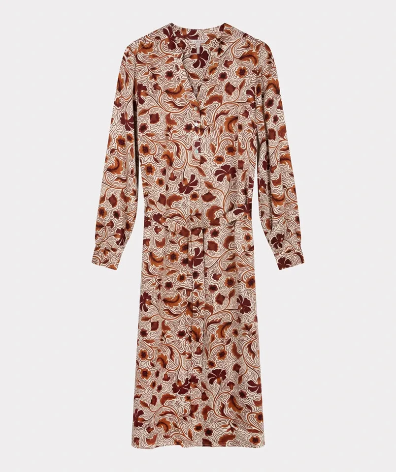 Esqualo Jurk: bloemenprint met riem in lenden  ( ESQ.239 )
