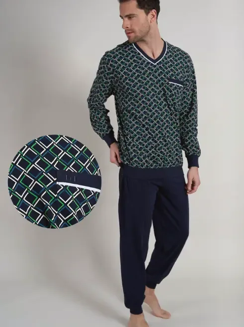 Gotzburg Heren Pyjama: V hals, tot 5XL ( GOT.21 )