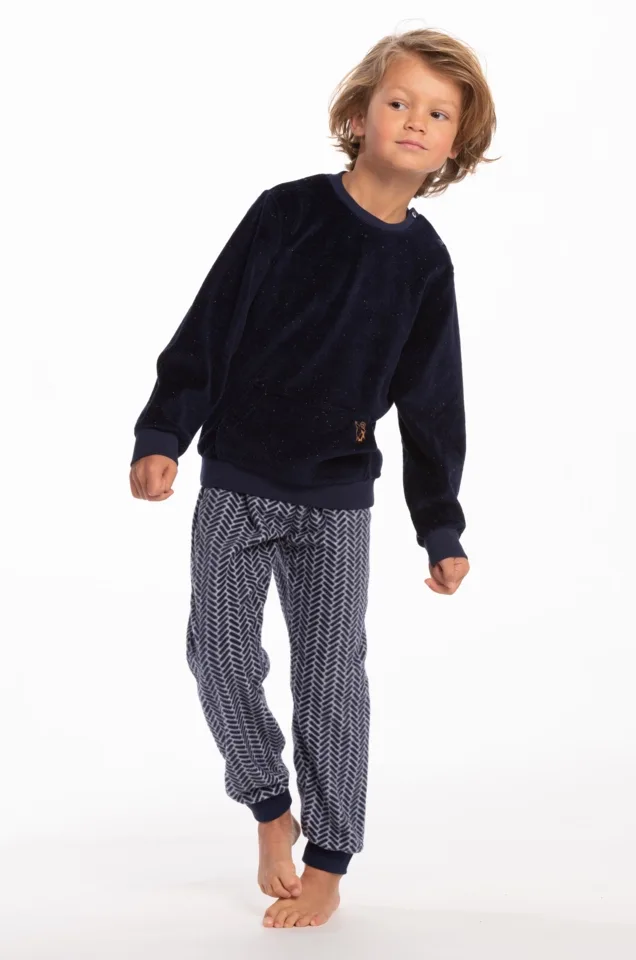 Eskimo Pyjama Jongens: Stephen, Fleece broek, shirt velours ( ESK.1816 / ESK1817 )