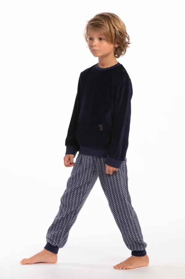 Eskimo Pyjama Jongens: Stephen, Fleece broek, shirt velours ( ESK.1816 / ESK1817 )
