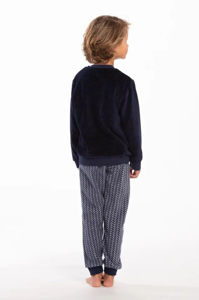 Eskimo Pyjama Jongens: Stephen, Fleece broek, shirt velours ( ESK.1816 / ESK1817 )