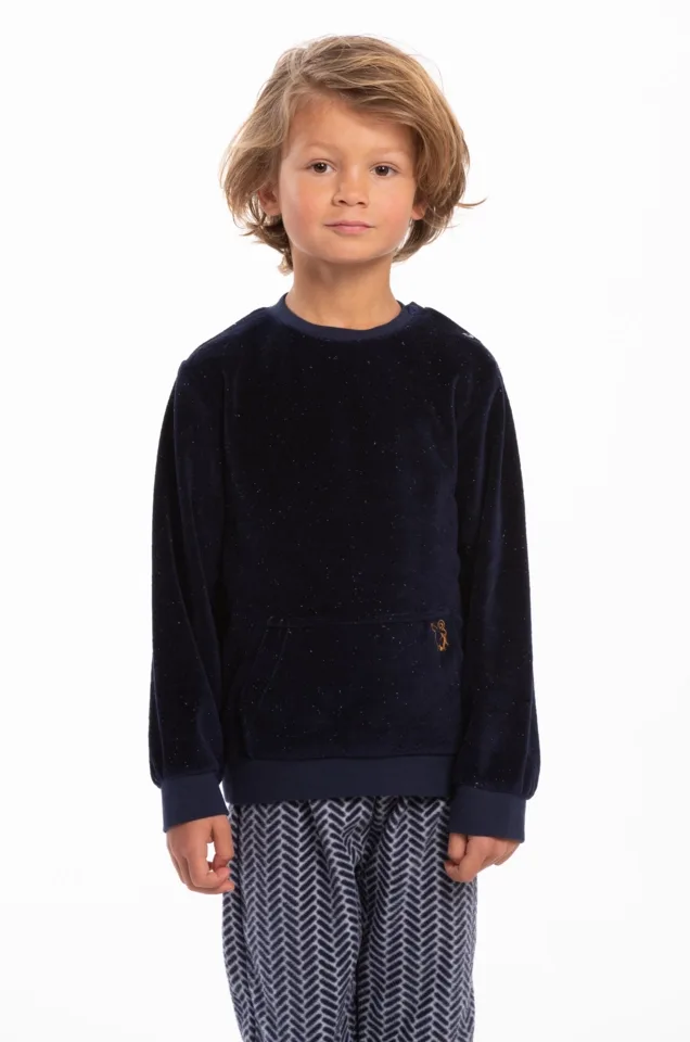 Eskimo Pyjama Jongens: Stephen, Fleece broek, shirt velours ( ESK.1816 / ESK1817 )