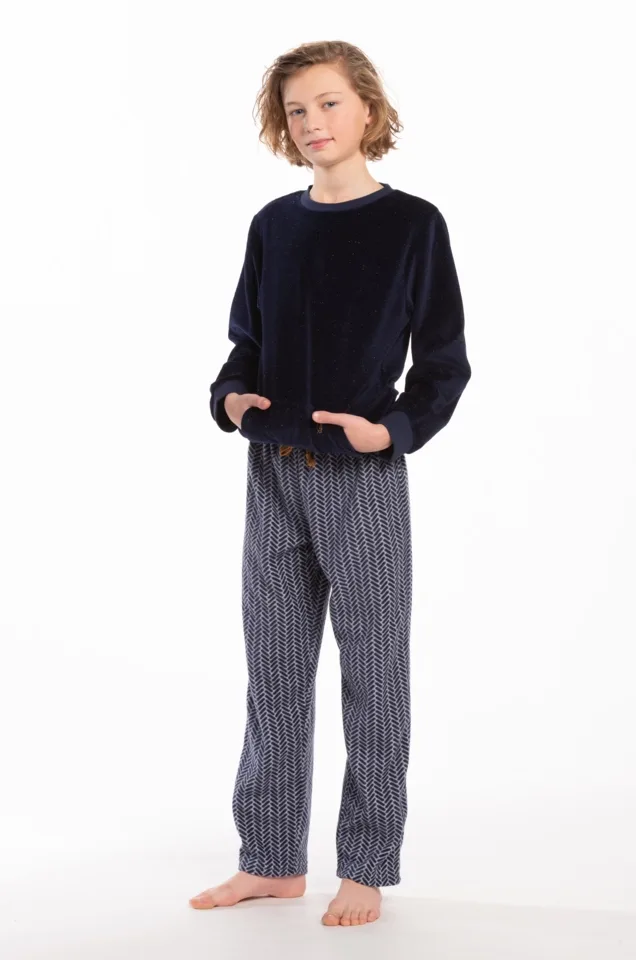 Eskimo Pyjama Jongens: Stephen, Fleece broek, shirt velours ( ESK.1816 / ESK1817 )