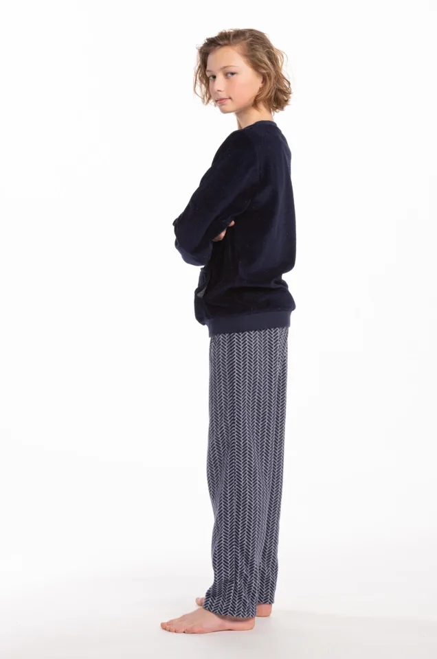 Eskimo Pyjama Jongens: Stephen, Fleece broek, shirt velours ( ESK.1816 / ESK1817 )