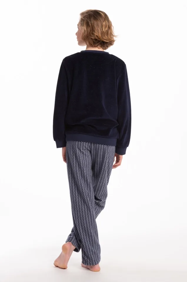 Eskimo Pyjama Jongens: Stephen, Fleece broek, shirt velours ( ESK.1816 / ESK1817 )