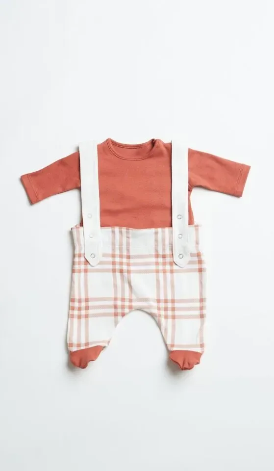 Happy People Pyjama Baby: Orange carree, interlock ( HAP.81 )