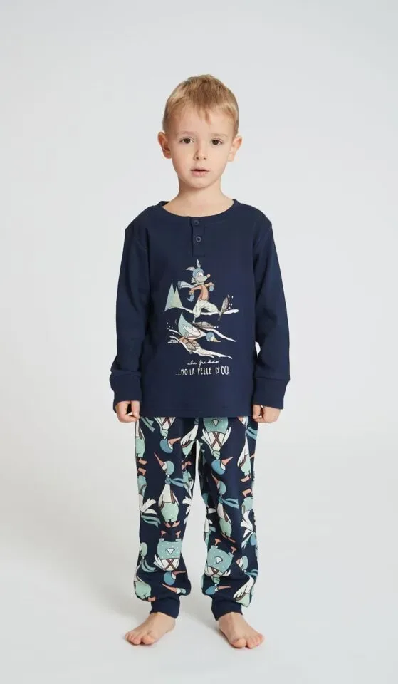 Happy People Jongens pyjama: Blauw, opdruk eens ( HAP.98 )